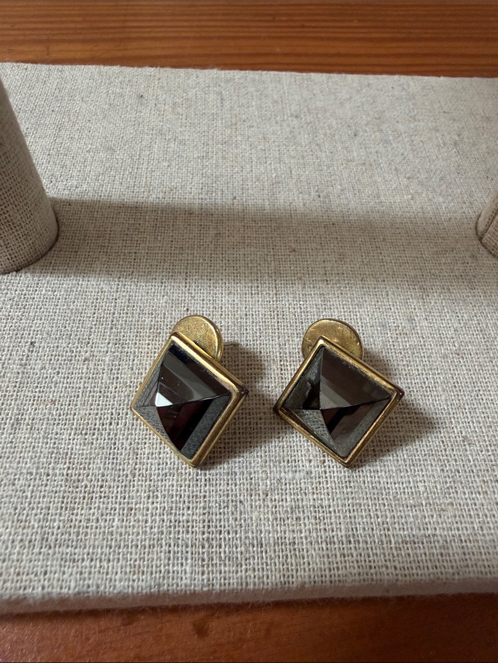 Vintage Henri Bendel pyramid post back stud earrings
